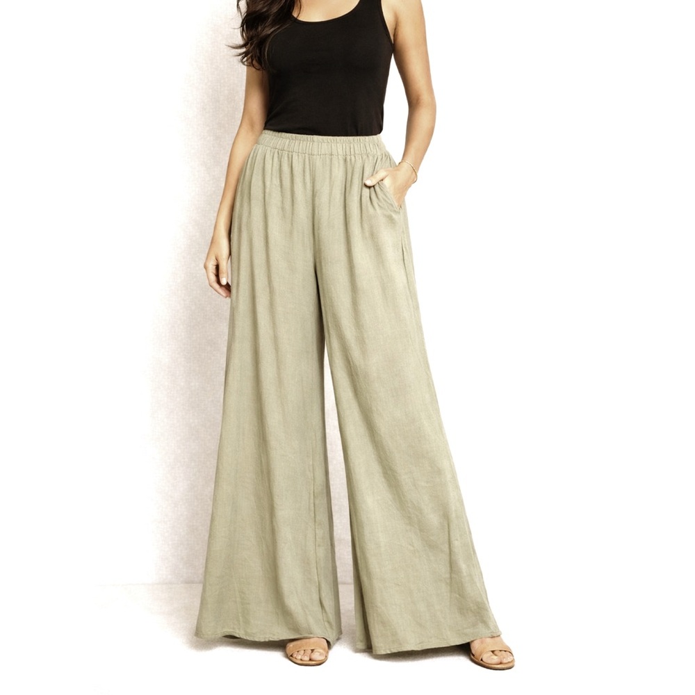 NWT Bellamie Linen Elastic Waist Palazzo Pants 2XL